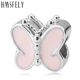 European Pink Butterfly Beads DIY Bracelet Jewelry 316l Stainless Steel Big Hole