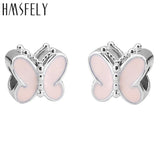 European Pink Butterfly Beads DIY Bracelet Jewelry 316l Stainless Steel Big Hole