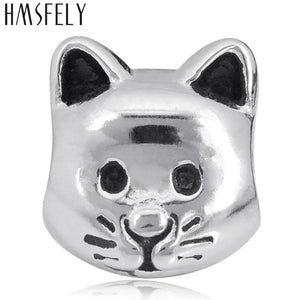 316l Stainless Steel Cat Bead European Big Hole Charm Bracelet Jewelry