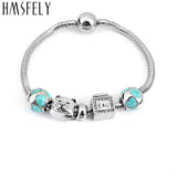 316l Stainless Steel Cat Bead European Big Hole Charm Bracelet Jewelry