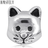 316l Stainless Steel Cat Bead European Big Hole Charm Bracelet Jewelry