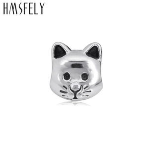 316l Stainless Steel Cat Bead European Big Hole Charm Bracelet Jewelry