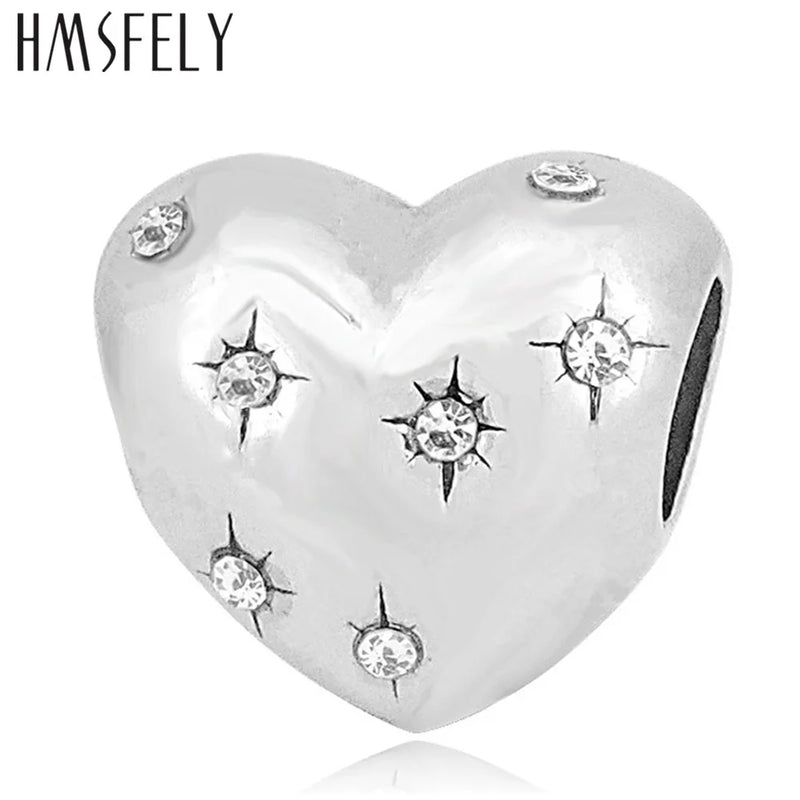 316L Stainless Steel European Crystal Heart Bead for Bracelet