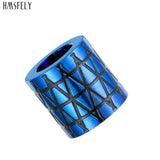 Striped Pattern Stainless Steel Beads for Leather Bracelet Making