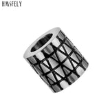 Striped Pattern Stainless Steel Beads for Leather Bracelet Making
