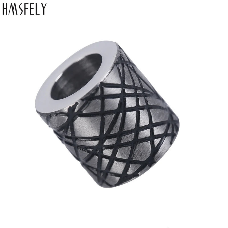 Stainless Steel Stripe Pattern Beads 6mm 8mm Cylinder Bead