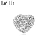 Heart Charm Beads for DIY Bracelet Pink Crystal Stainless Steel