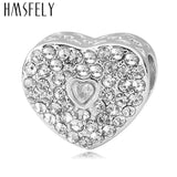 Heart Charm Beads for DIY Bracelet Pink Crystal Stainless Steel