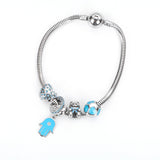 Titanium Steel Pink Crystal Heart Charm Beads DIY Bracelet Necklace Jewelry