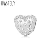 Titanium Steel Pink Crystal Heart Charm Beads DIY Bracelet Necklace Jewelry