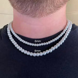 8MM Pearl Necklace Man Women Choker Neck Jewelry