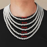 8MM Pearl Necklace Man Women Choker Neck Jewelry