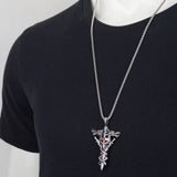 Gothic Double Dragon Sword Cross Pendant Necklace