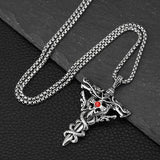 Gothic Double Dragon Sword Cross Pendant Necklace