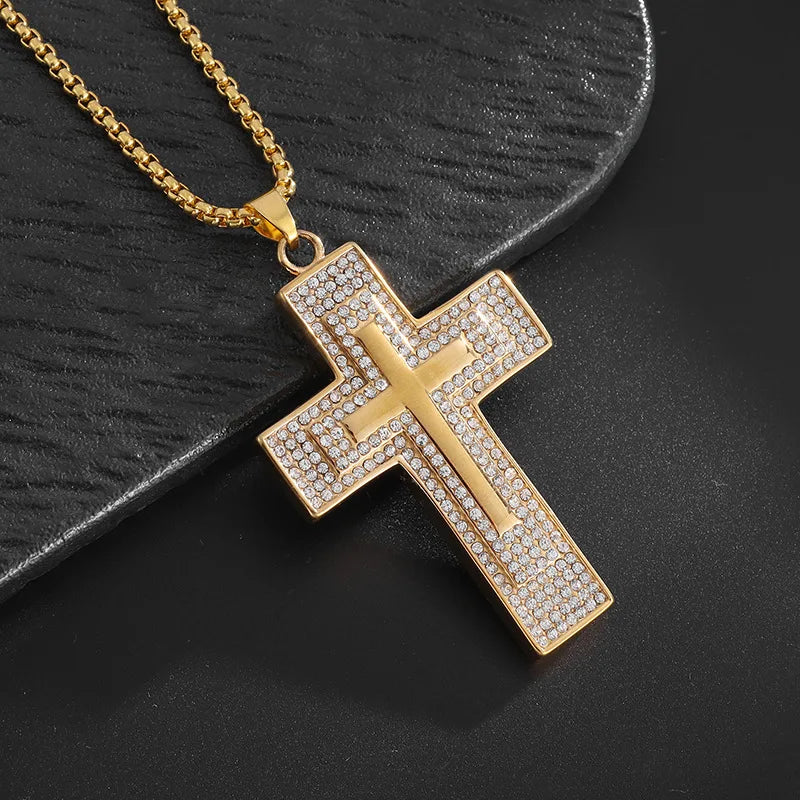 Cross Pendant Chain Necklace For Men Jewelry Hip Hop Accessories