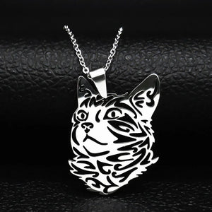 Stainless Steel Cat Pendant Necklace For Men