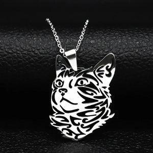 Stainless Steel Cat Pendant Necklace For Men