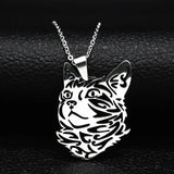 Stainless Steel Cat Pendant Necklace For Men