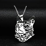 Stainless Steel Cat Pendant Necklace For Men