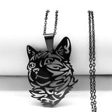 Stainless Steel Cat Pendant Necklace For Men
