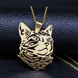 Stainless Steel Cat Pendant Necklace For Men