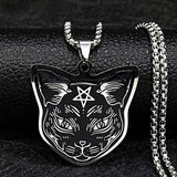 Stainless Steel Cat Necklace Pendant Men Jewelry