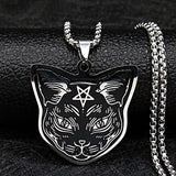 Stainless Steel Cat Necklace Pendant Men Jewelry