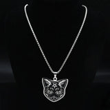 Stainless Steel Cat Necklace Pendant Men Jewelry