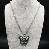 Stainless Steel Cat Necklace Pendant Men Jewelry