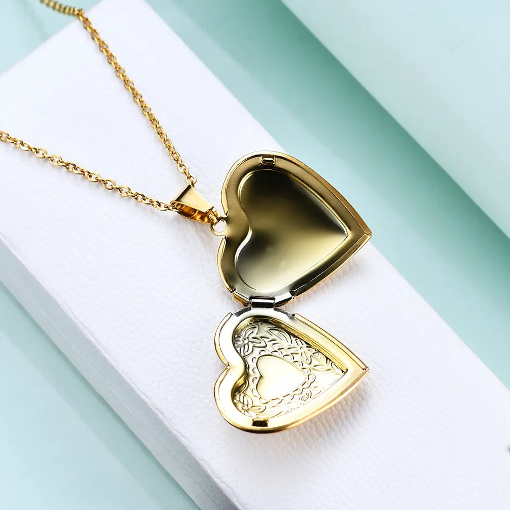 Vintage Stainless Steel Heart Pendant Necklace for Women