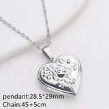 Vintage Stainless Steel Heart Pendant Necklace for Women