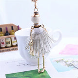French Paris Girl Doll Necklace Dress Doll Pendant Crystal Bead Choker Necklace