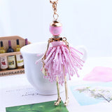 French Paris Girl Doll Necklace Dress Doll Pendant Crystal Bead Choker Necklace