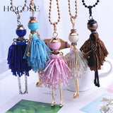 French Paris Girl Doll Necklace Dress Doll Pendant Crystal Bead Choker Necklace