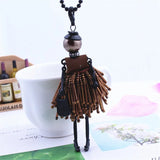 French Paris Girl Doll Necklace Dress Doll Pendant Crystal Bead Choker Necklace
