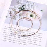 European Pearl Chokers Necklace Bangle Set for Women