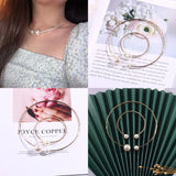 European Pearl Chokers Necklace Bangle Set for Women