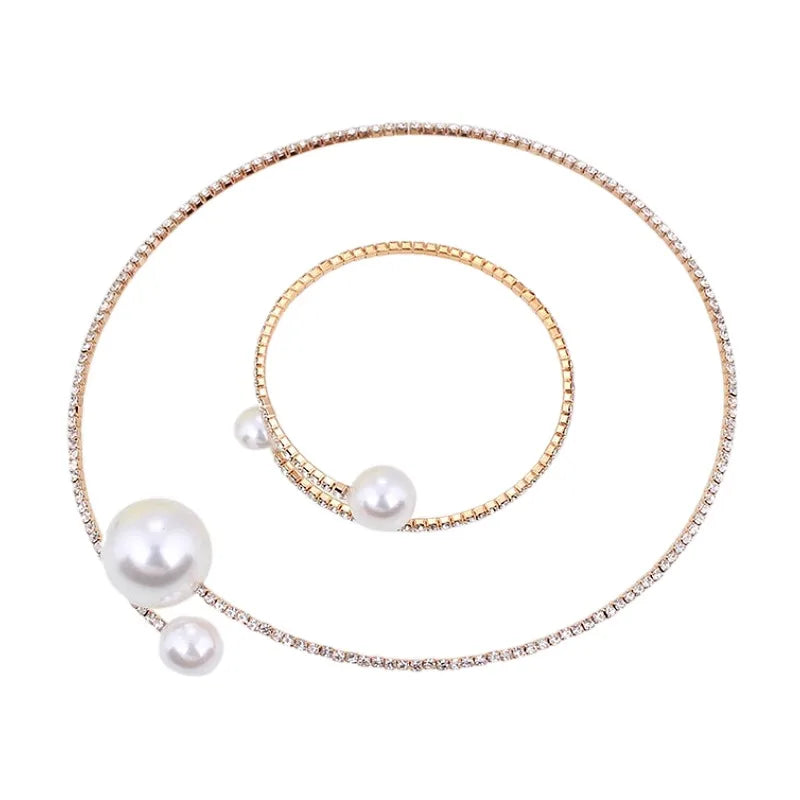 Rhinestone Crystal Choker Bridal Jewelry Sets for Women