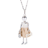 French Doll Pendant Necklace Spring Statement Women Flower Jewelry