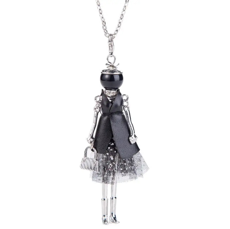 French Doll Pendant Necklace Spring Statement Women Flower Jewelry