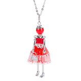 French Doll Pendant Necklace Spring Statement Women Flower Jewelry