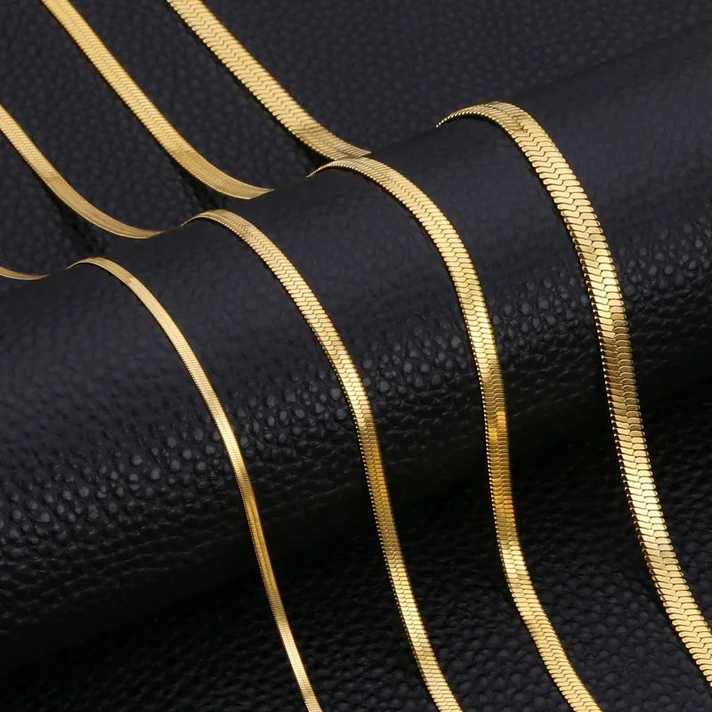 HONGTONG Blade Chain Necklace Stainless Steel 2-5MM 45-60CM Choker