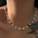 HONGTONG Daisy Colorful Necklace Bohemian Charm 18k Stainless Steel Jewelry