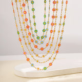 HONGTONG Daisy Colorful Necklace Bohemian Charm 18k Stainless Steel Jewelry