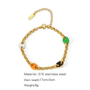 Colorful Pig Nose Bracelet Women Round Charm Stainless Steel Jewelry