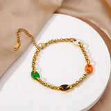 Colorful Pig Nose Bracelet Women Round Charm Stainless Steel Jewelry