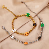 Colorful Pig Nose Bracelet Women Round Charm Stainless Steel Jewelry