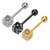HONGTU Lucky Dice Barbell CZ Crystal Tongue Rings Surgical Steel Sexy Piercings