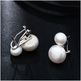 925 Silver Women Earrings Wedding Freshwater Pearl Double Drop Earring