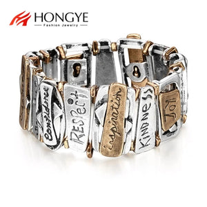 HONGYE Classic Steampunk Bangles Geometric Letter Bracelet Unisex